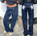 Jeans Color Contrast Patchwork Casual
