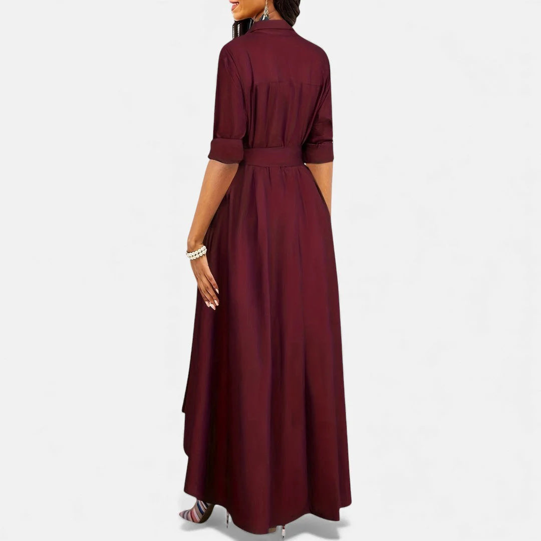 Weronika - Elegancka Sukienka Maxi Z Guzikami