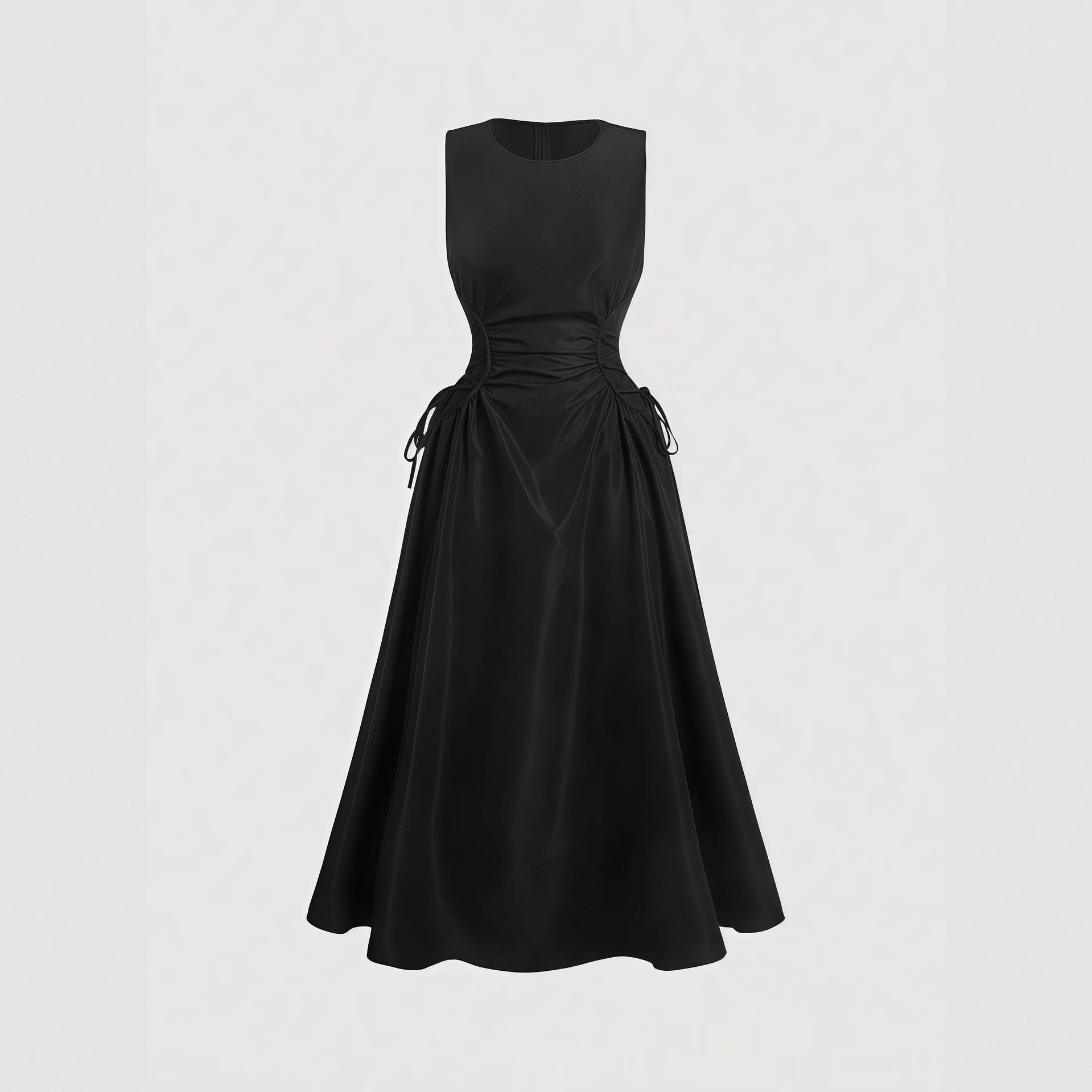 Niche Pleated Waist-cinching Figure-flattering A-line Maxi Dress