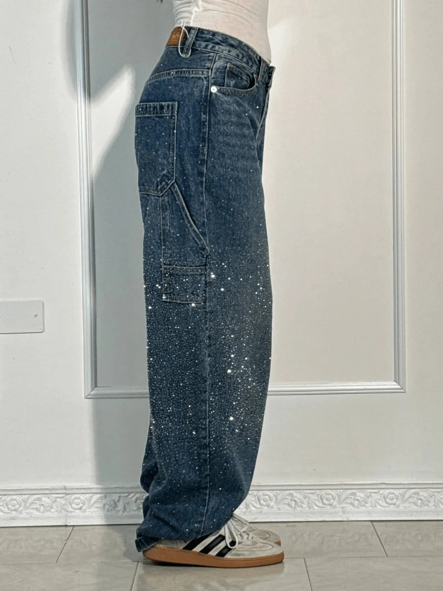 Julia |Trendige Balloon-Carpenter-Jeans Mit Glitzer