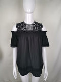 Off-shoulder Hollow-out Three-quarter Sleeve Shirt