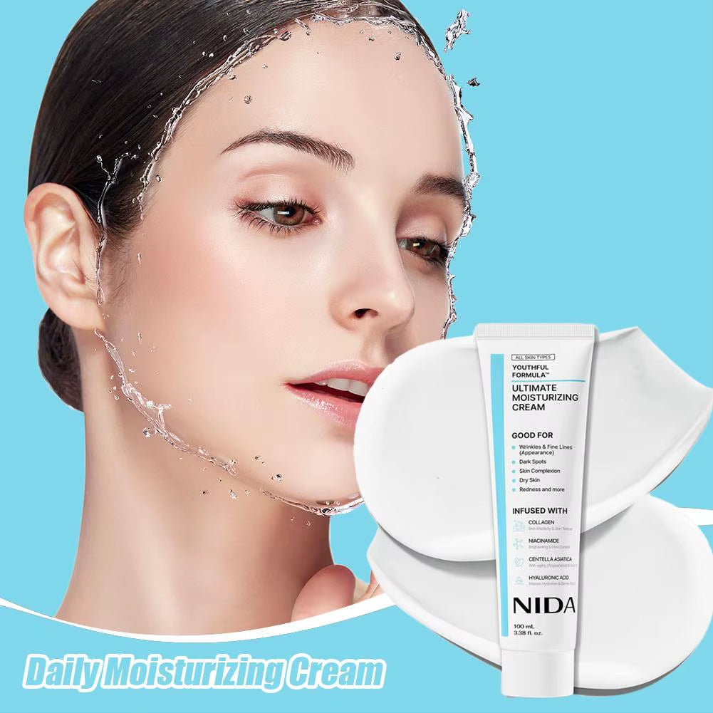 NIDA Moisturizing Cream Multi-Action Rejuvenating Face Cream Repairs Damage Ultimate Cream for All Skin Types Korean Skin Care