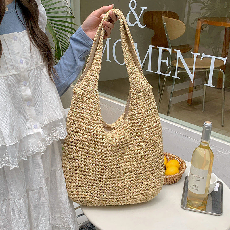Large Capacity Seaside Vacation Beach Single Shoulder Woven Bag