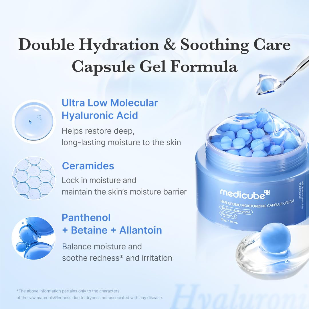 Hyaluronic Acid Capsule Cream | 120H Long-Lasting Hydration, Barrier Care & Calming Daily Facial Moisturizer for All Skin Types | with Hyaluronic Acid, Panthenol & Ceramides | Korean Skincare