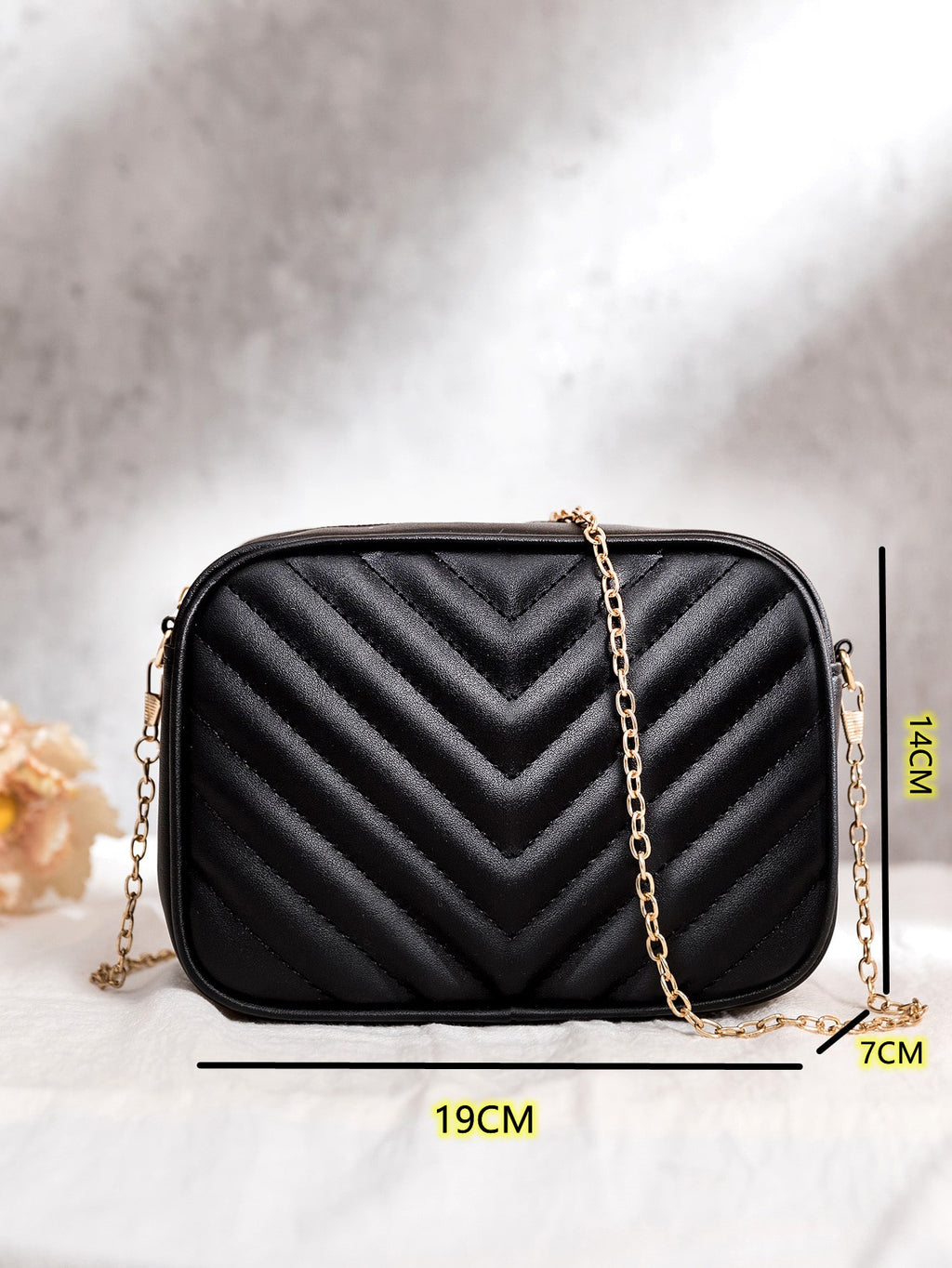 Mini Chevron Chain Crossbody Bag