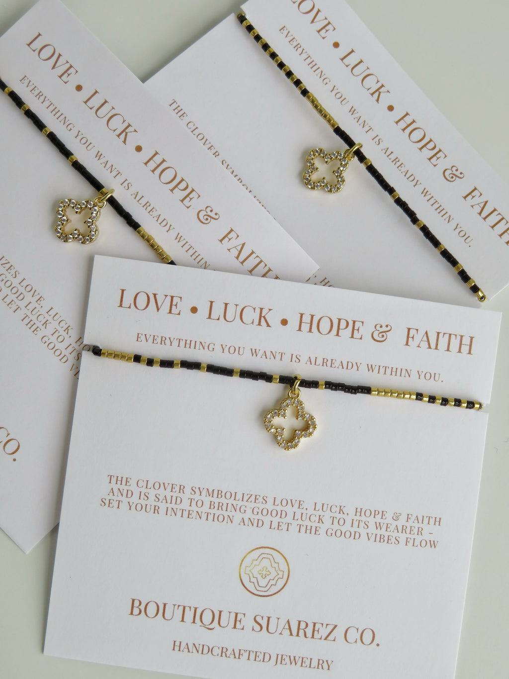 Infinite Luck - Abigail Clover Bracelet - Black & Gold