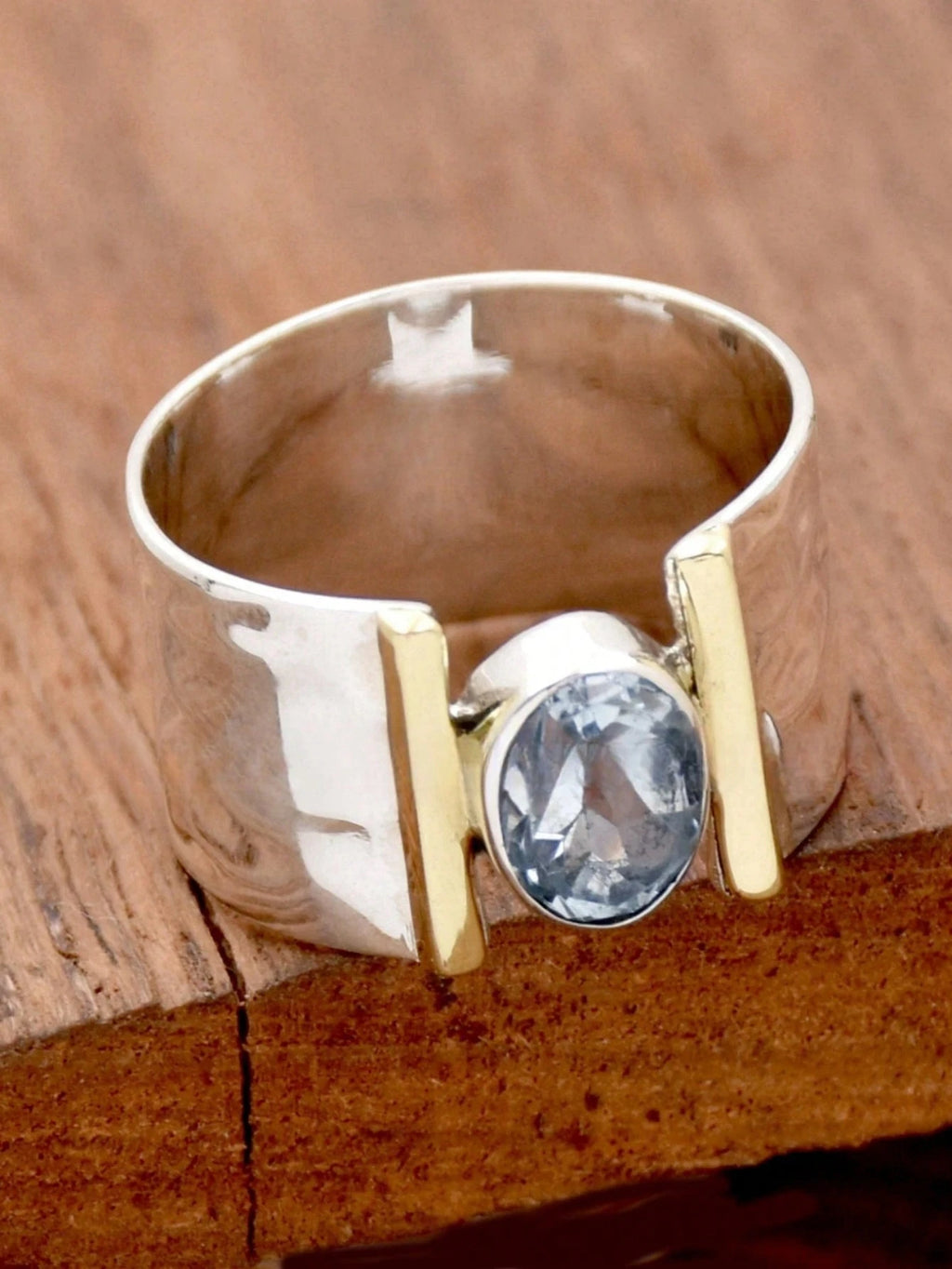 Retro Blue Cubic Zirconia Ring for Women Girl Boho Silvery Ring Birthstone Ring Gift for Her