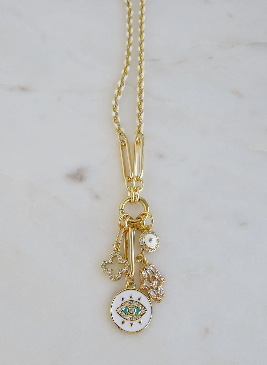 Blanc Charm Holder Necklace - Clicker Clasp - add charms