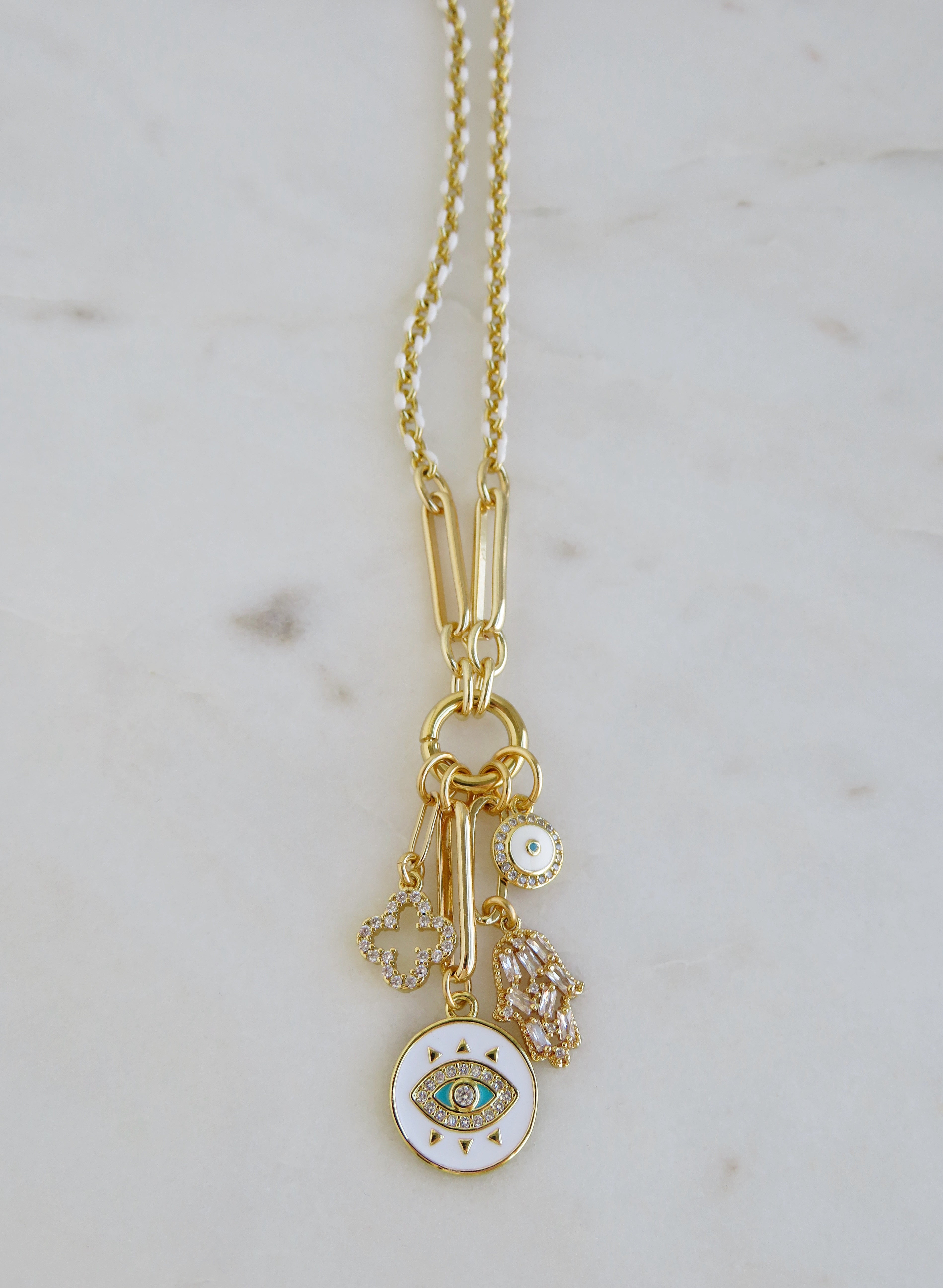 Blanc Charm Holder Necklace - Clicker Clasp - add charms