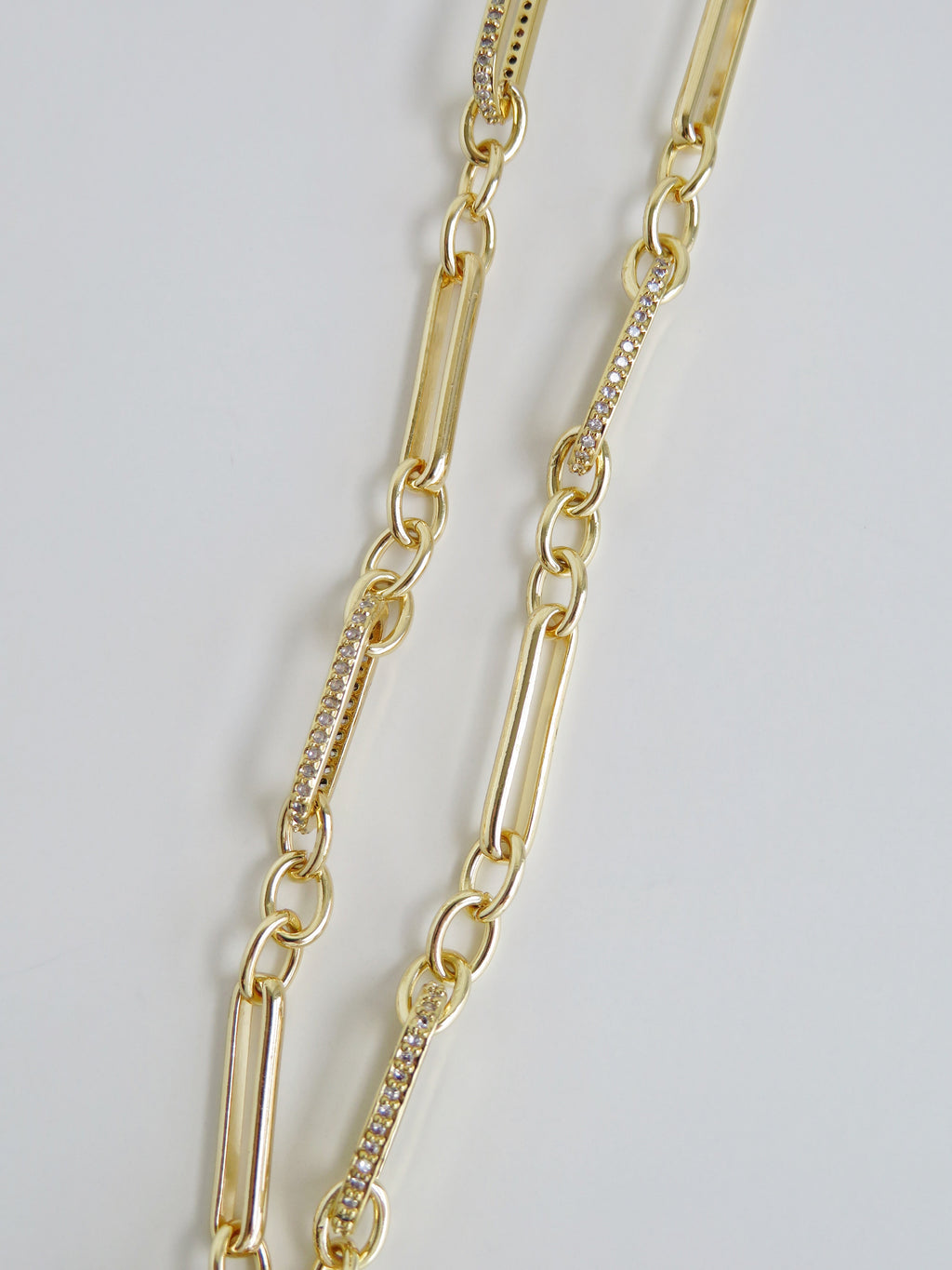 Diamond Figaro Charm Holder Necklace - Clicker Clasp - add charms