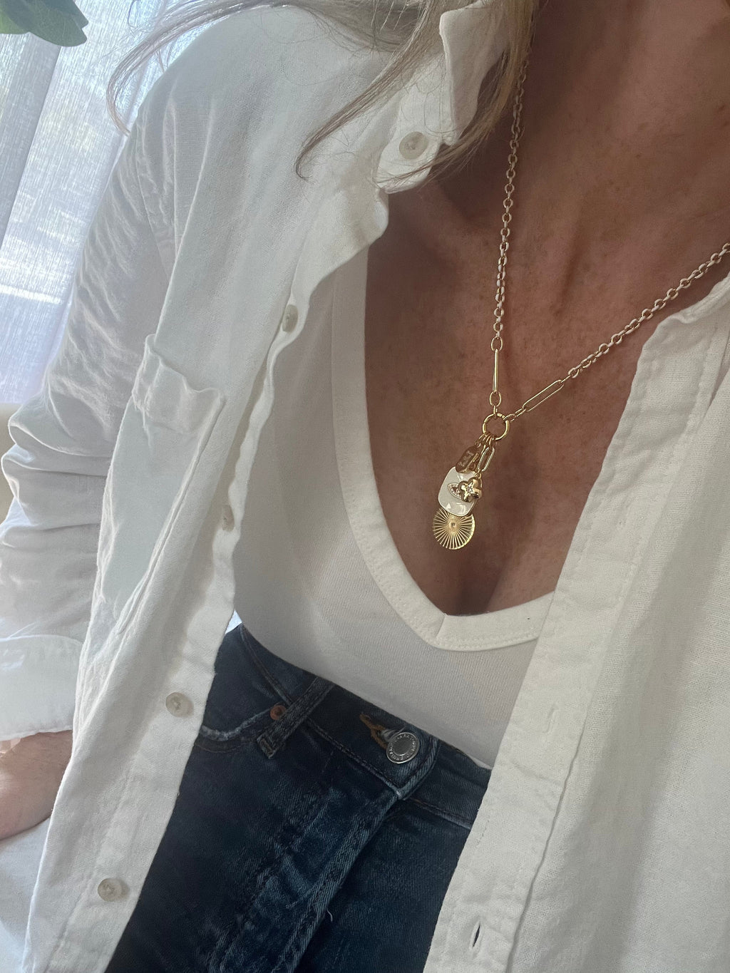 Blanc Charm Holder Necklace - Clicker Clasp - add charms