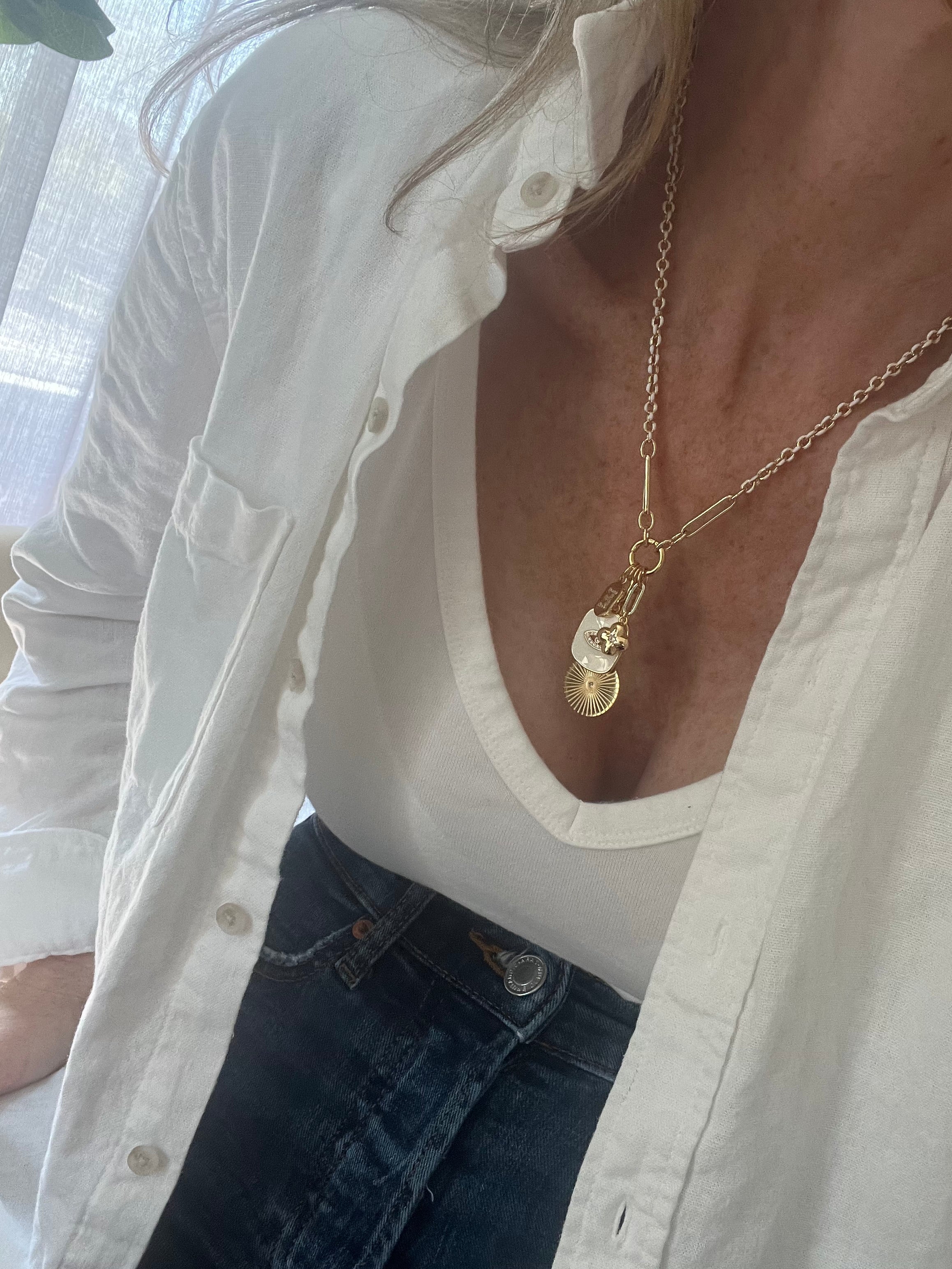 Blanc Charm Holder Necklace - Clicker Clasp - add charms