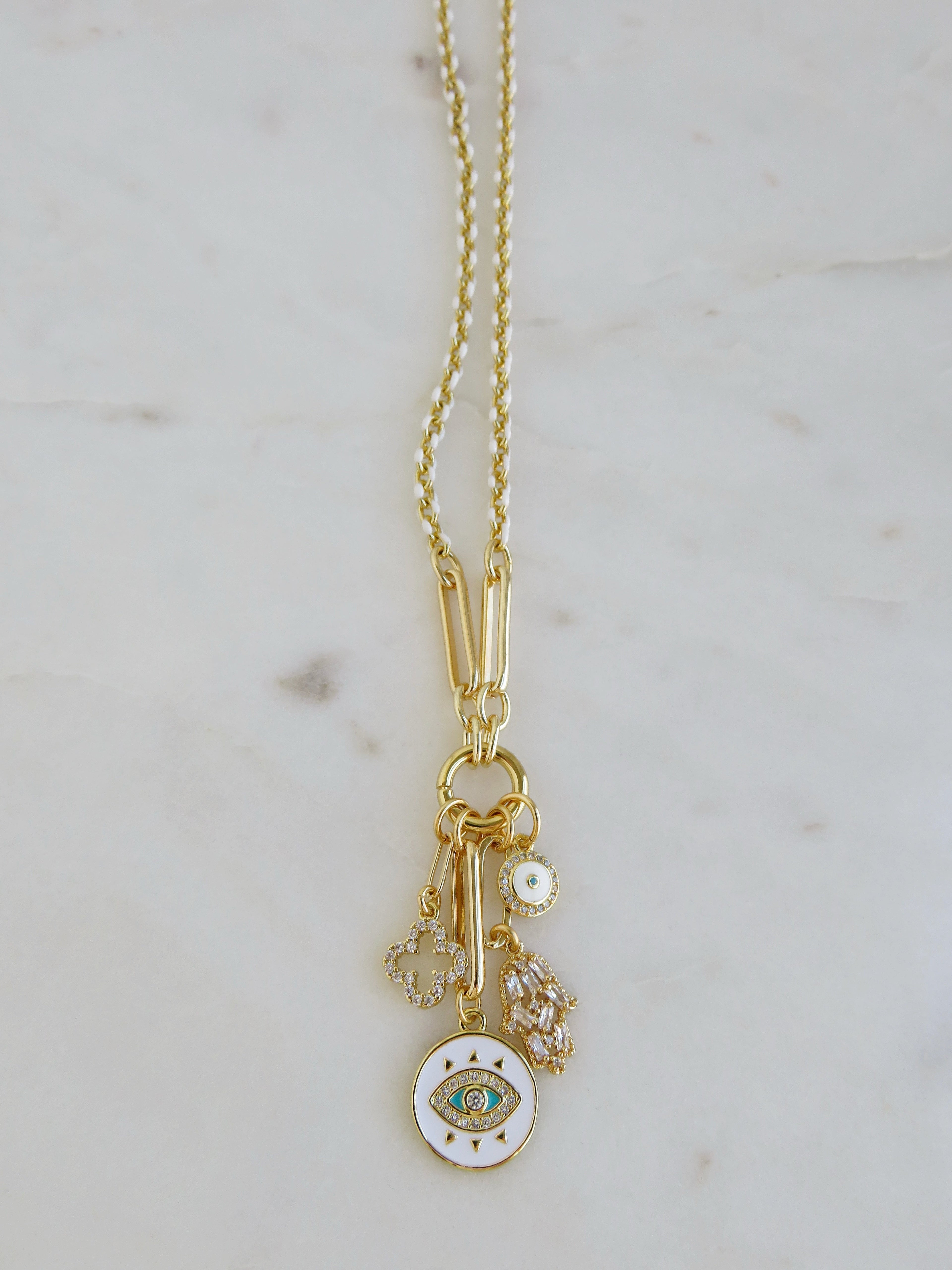 Blanc Charm Holder Necklace - Clicker Clasp - add charms