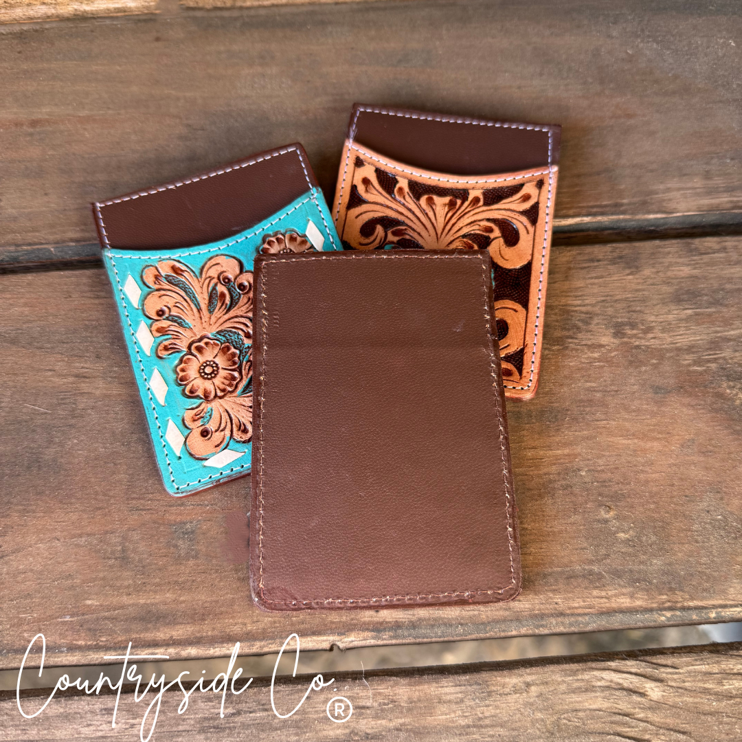 Tooled Leather Credit Card Holder