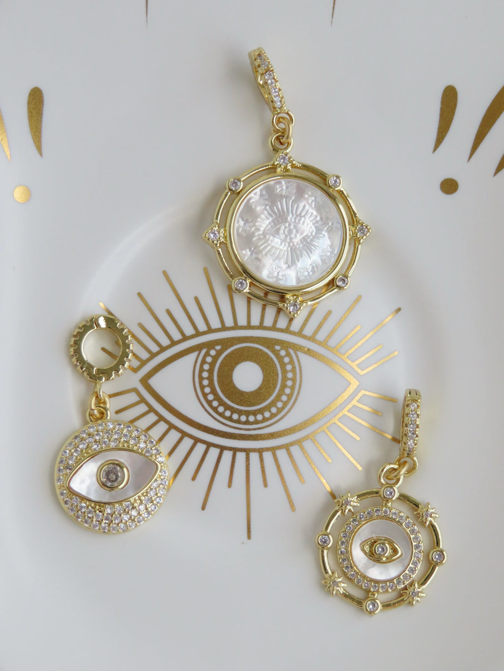 Celestial Evil Eye Perla Charm with Diamond Clasp