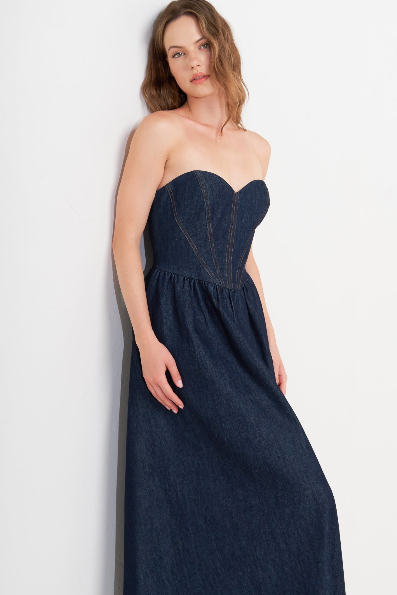 VINTAGE SIREN DENIM MIDI DRESS
