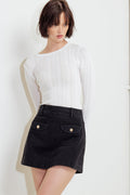 TAILORED FLOW BLACK WOVEN SKORT