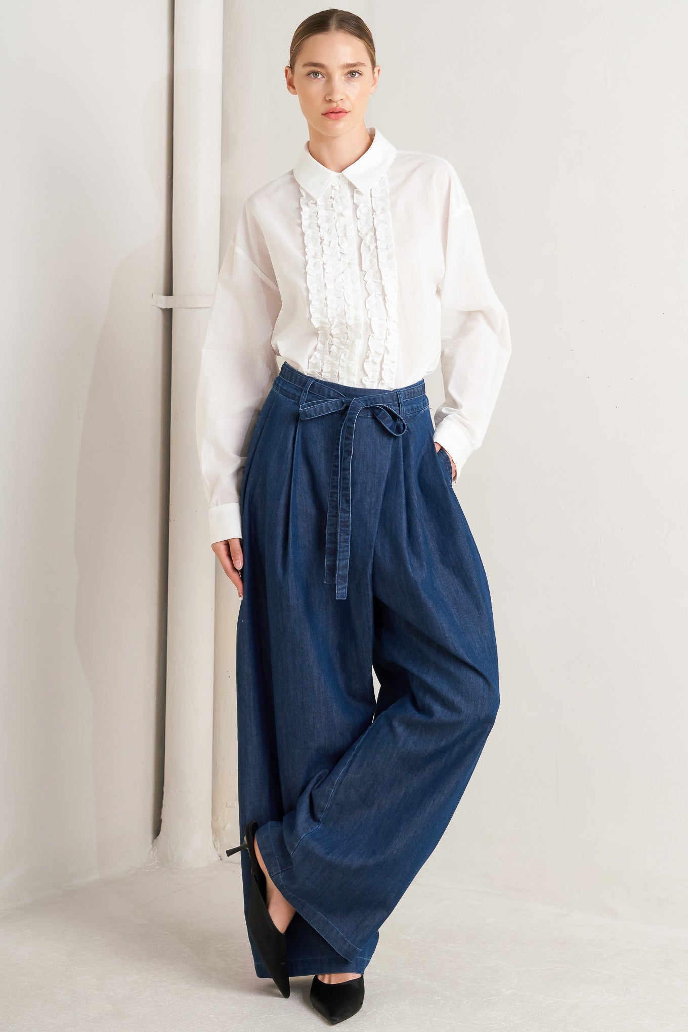 RELAXED TAILORED DENIM LOOSE FITTING PANTS