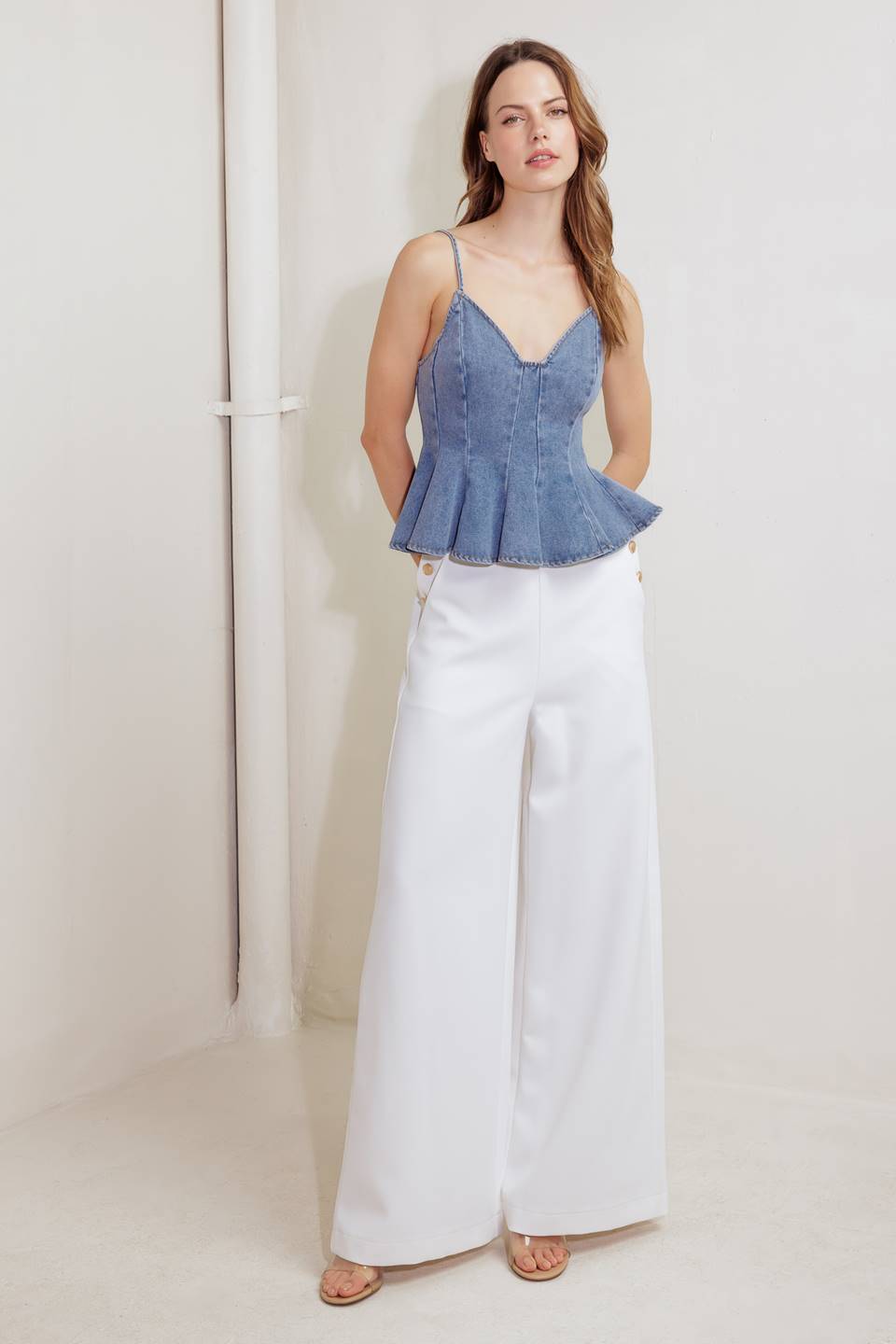 SANDY WALTZ LIGHT DENIM CAMI TOP