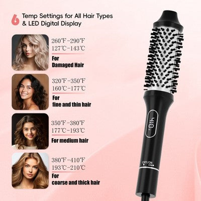 NICEBAY Heated Thermal Brush, Electric Curling Brush & Round Brush Styler with Anti-Scald Nylon Bristles - Imperfect Box