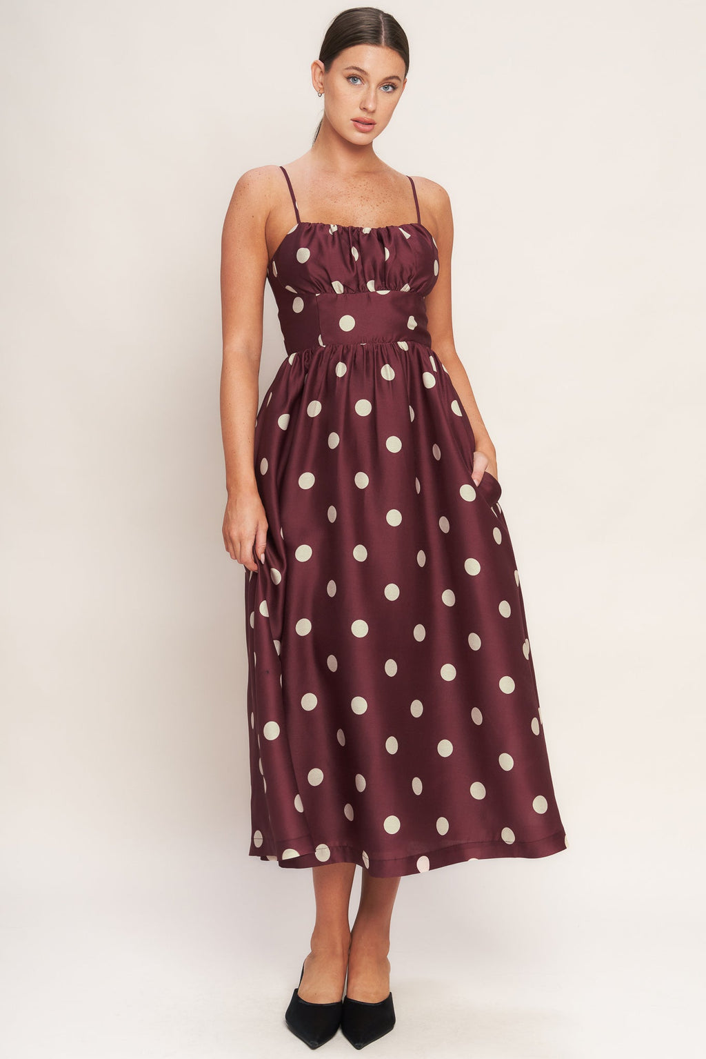 MARASCHINO CHIC WOVEN MIDI DRESS