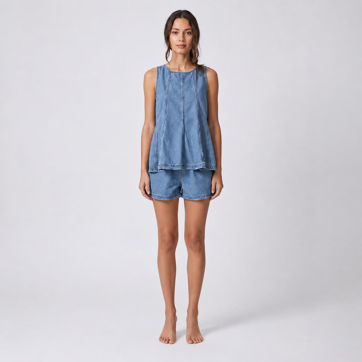 European And American-style Casual Two-piece Shorts Set
