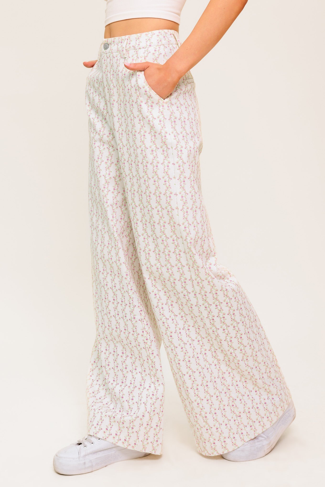 CITRUS FLOW IVORY WOVEN PANTS