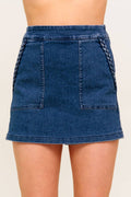 MOONLIGHT EMBRACE  MEDIUM INDIGO DENIM SKORT