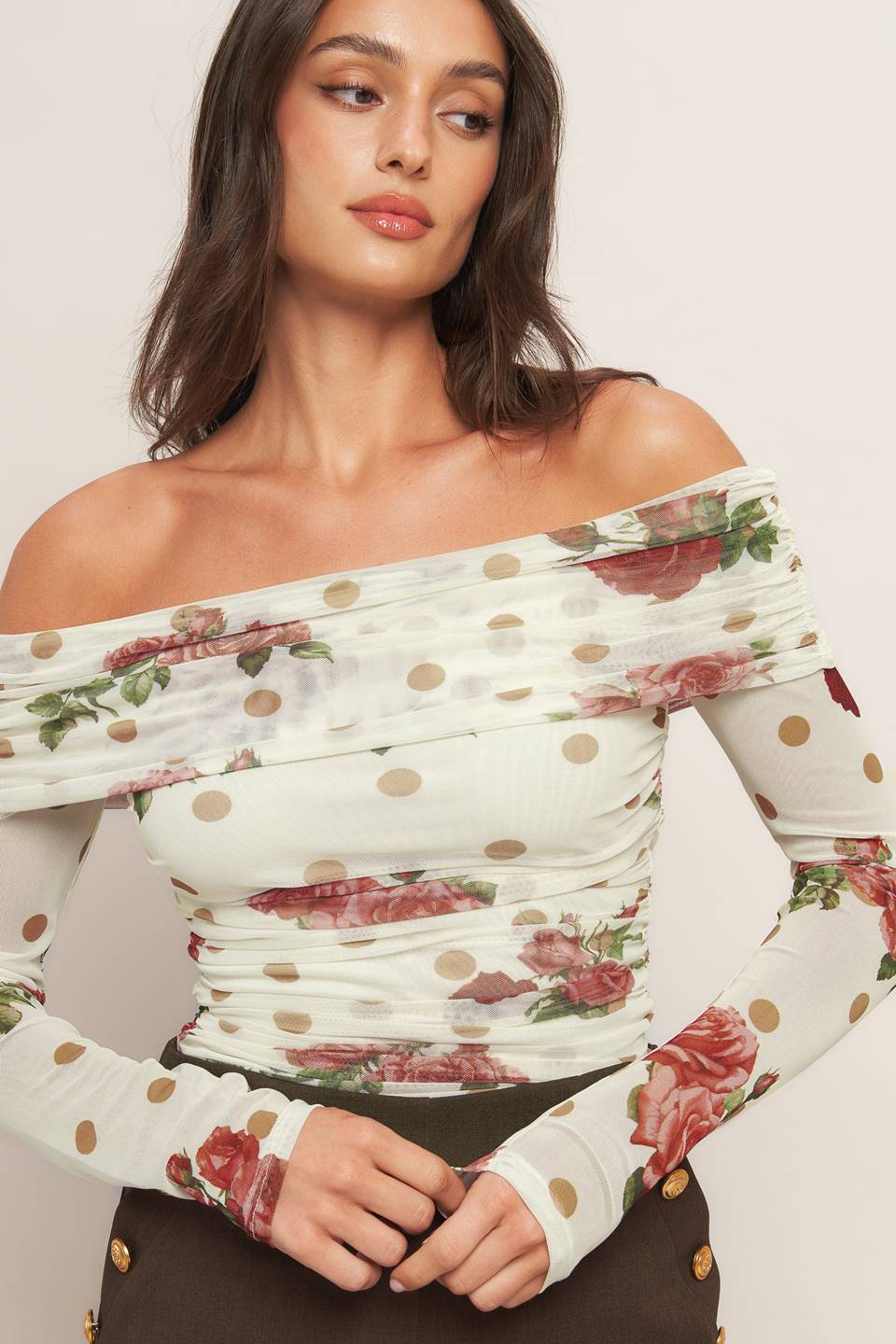 CREAM & BLOOM DELIGHT POWER MESH TOP