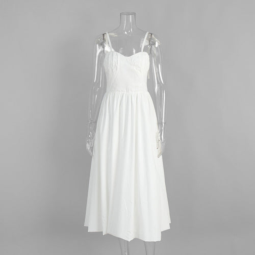 Cotton Sling Balloon Dress Summer Tight Waist Bubble Swing Dress Pure Cotton Dress Women