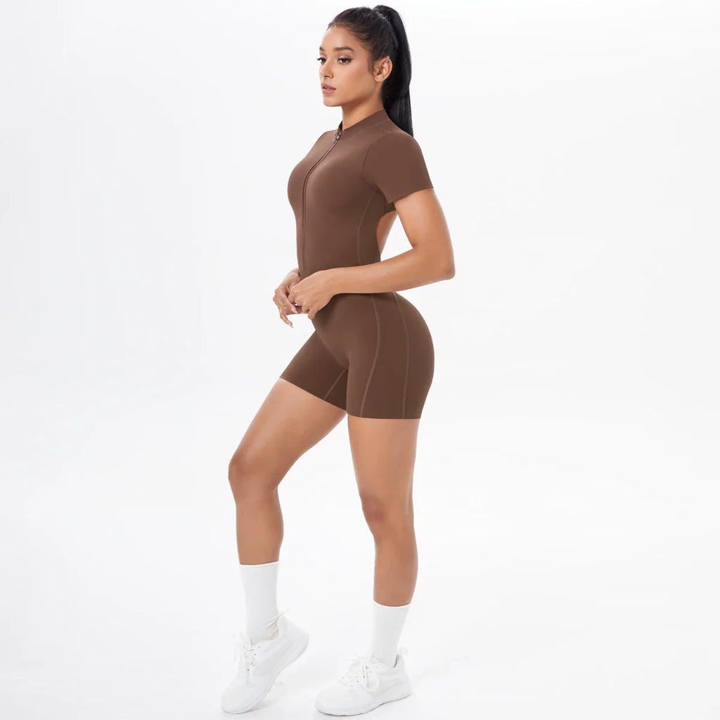 FlexiFit Backless Zip Jumpsuit - Women's Yoga Wear