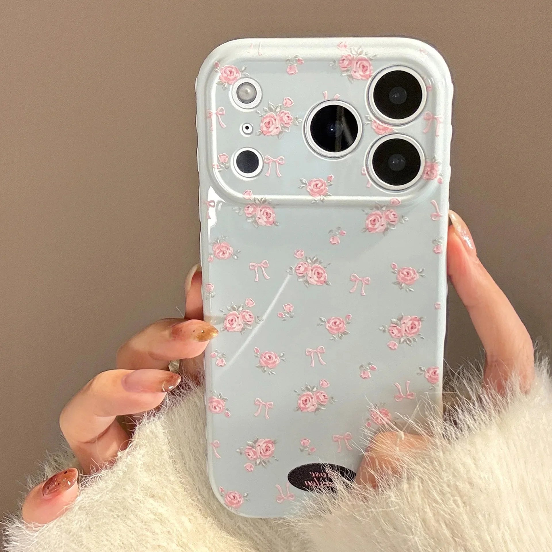 Korean Full Screen Elegant Rose Flower Pattern Soft Phone Case For iPhone