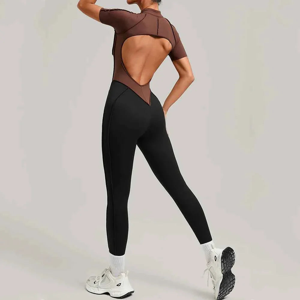Color Blocked Women's Yoga Jumpsuit Tracksuit