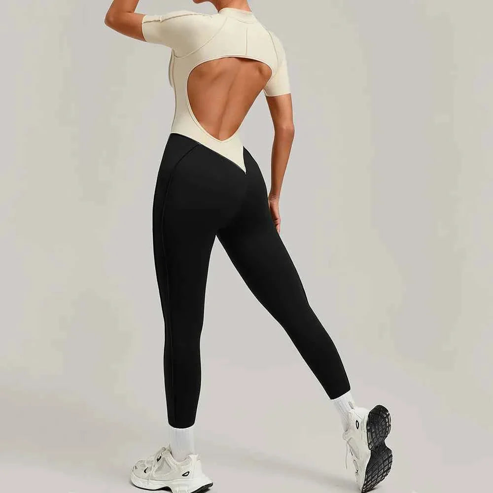 Color Blocked Women's Yoga Jumpsuit Tracksuit