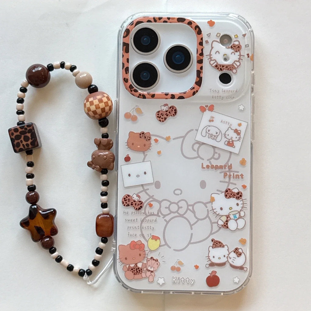 Double Layer White Background Leopard Print KT Is Suitable For iPhone