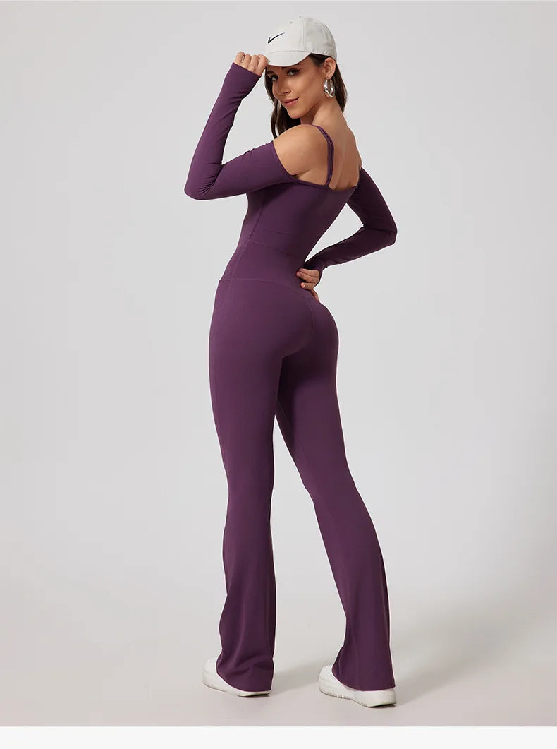 Yoga Jumpsuit Women's Sports Overalls Flared Trousers