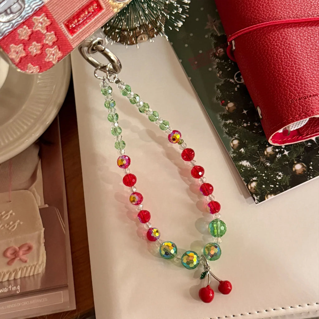 Korean Christmas Grid Pattern Glitter Phone Case For iPhone