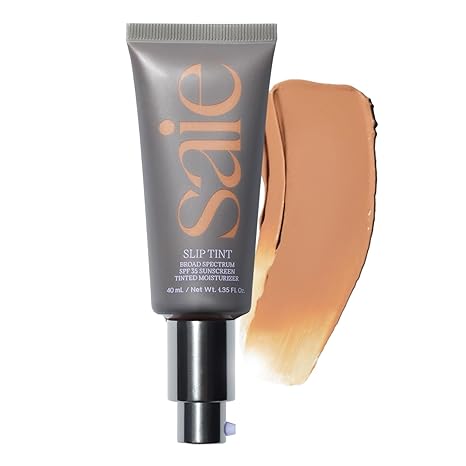 Slip Tint Tinted Moisturizer with SPF 35 - Light Coverage, Glowy Skin Tint & Mineral Sunscreen for Face with Hydrating Hyaluronic Acid - Summer Makeup Essential - Shade Three + Half (1.35 Oz)
