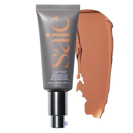 Slip Tint Tinted Moisturizer with SPF 35 - Light Coverage, Glowy Skin Tint & Mineral Sunscreen for Face with Hydrating Hyaluronic Acid - Summer Makeup Essential - Shade Three + Half (1.35 Oz)