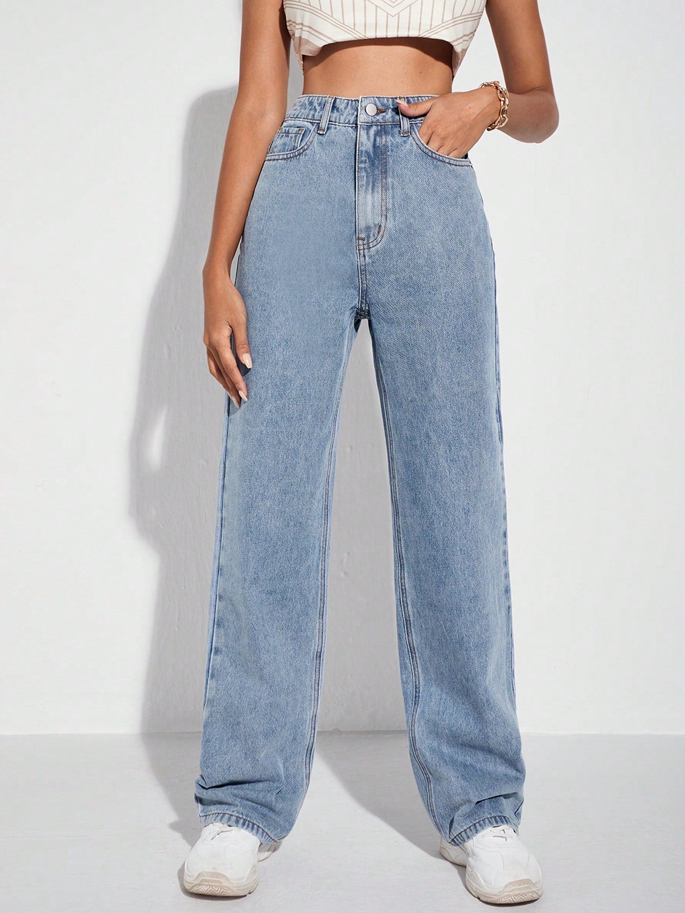 SHEIN Ezwear High Waist Wide Leg Jeans