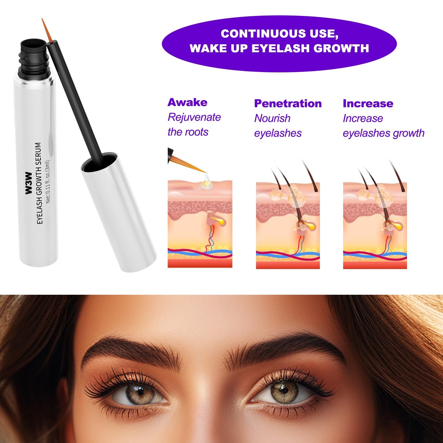 Lash Serum,Eyelash Growth Serum - Rapid Eyelash for Stronger, Healthier Lashes & Brows, Vegan & Cruelty-Free (2 PCS)