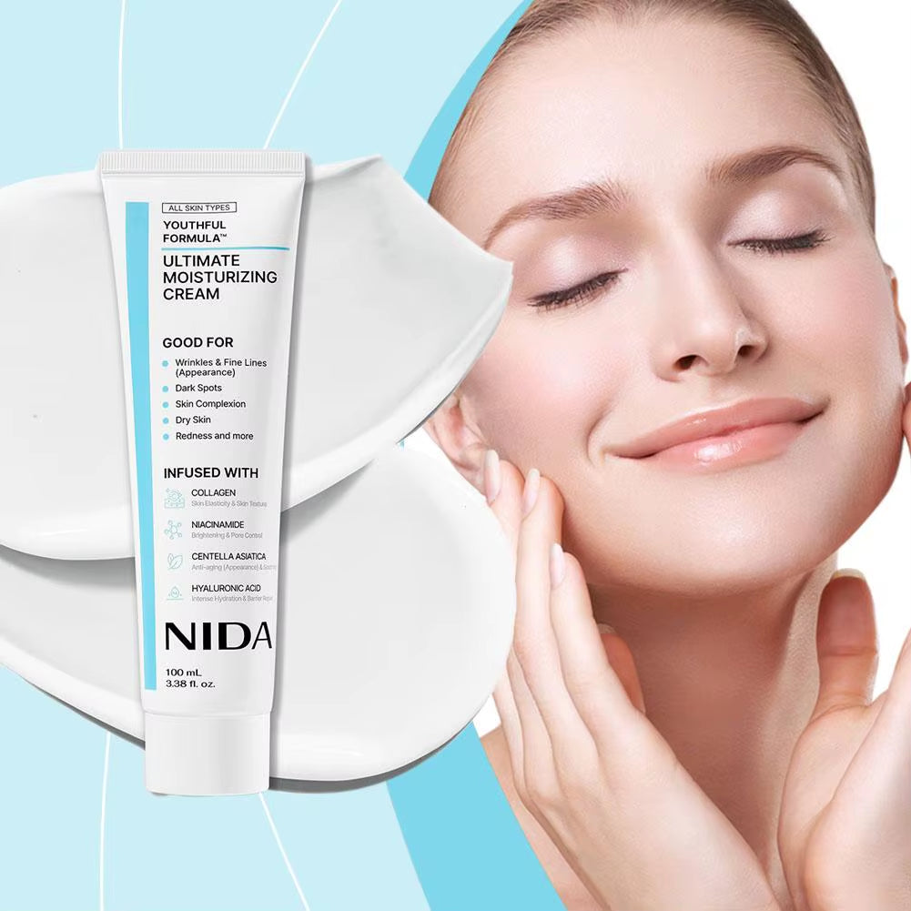 NIDA Moisturizing Cream Multi-Action Rejuvenating Face Cream Repairs Damage Ultimate Cream for All Skin Types Korean Skin Care