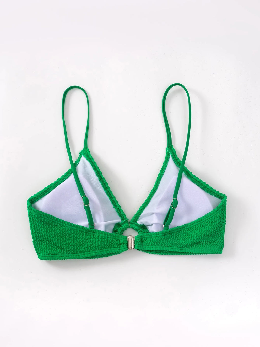 SHEIN Swim Summer Beach O-Ring Detail Smocked Bikini Top