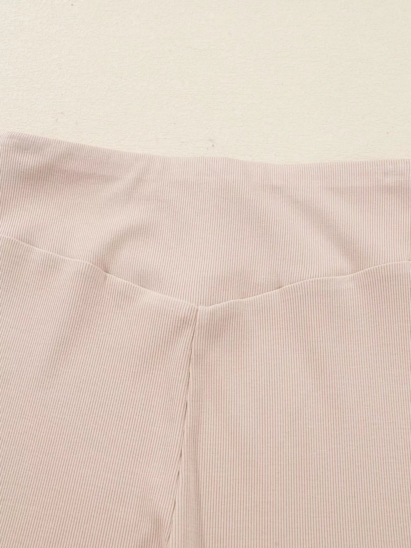 Oversized Slit Sweatshirt and Ribbed Leggings 2pcs Set