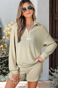 Dulce Parchment Textured Long Sleeve Lounge Set