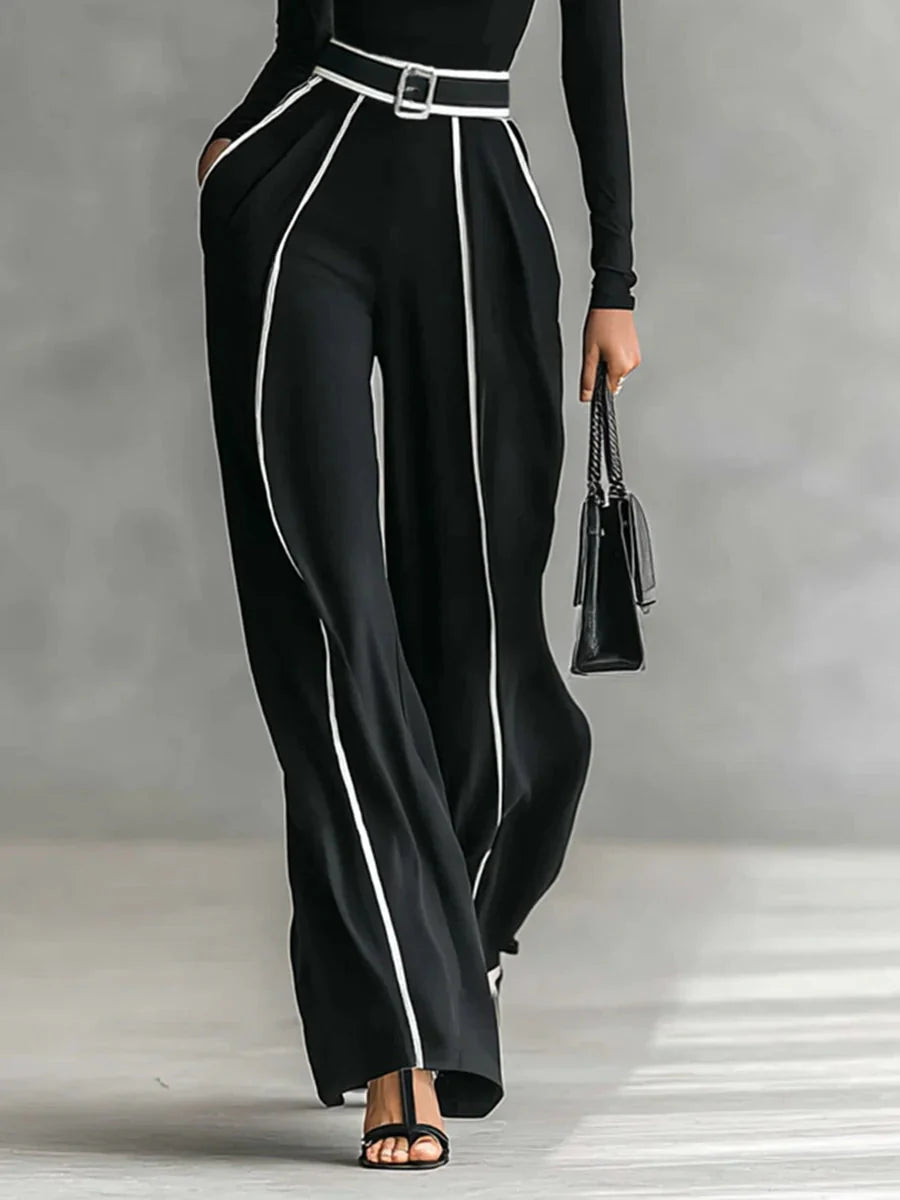 Ana | Conjunto Elegant De Două Piese Cu Guler Înalt Și Pantaloni Largi