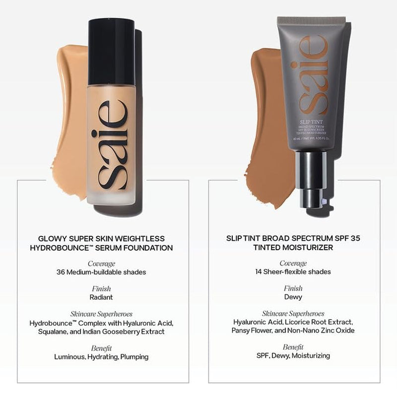 Slip Tint Tinted Moisturizer with SPF 35 - Light Coverage, Glowy Skin Tint & Mineral Sunscreen for Face with Hydrating Hyaluronic Acid - Summer Makeup Essential - Shade Three + Half (1.35 Oz)