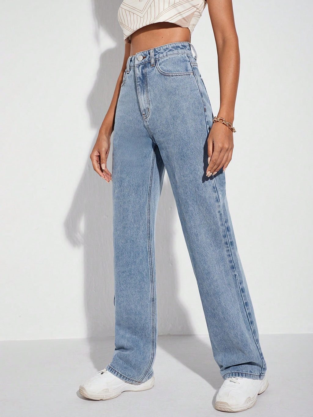SHEIN Ezwear High Waist Wide Leg Jeans