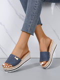 Women Single Band Sandals, Vacation Outdoor Wedge Slide Sandals