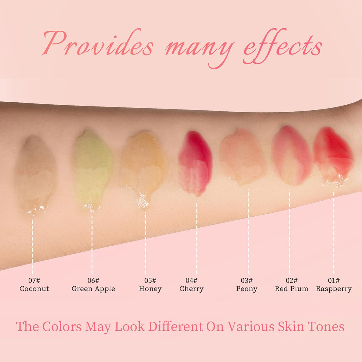 Korean Lip Oil - Fruity Flavor Lip Glow Oil, Moisturizing Hydrating & Nourishing Non-Stick Cup Transparent Plumping Lip Gloss for Dry Lips & Lip Care (07#Coconut)